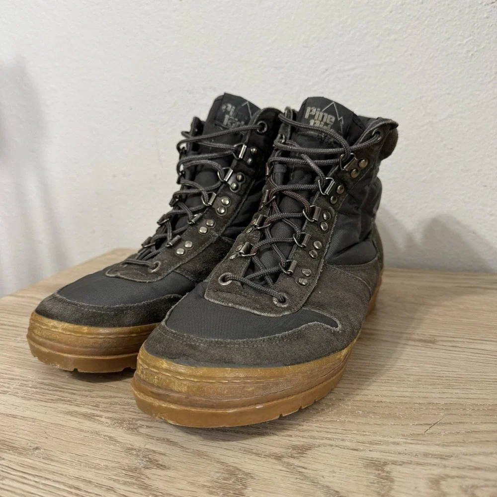 Pine Ridge‎ Gray Suede and Nylon High Top Gum Sole Sneakers Mens Size 10